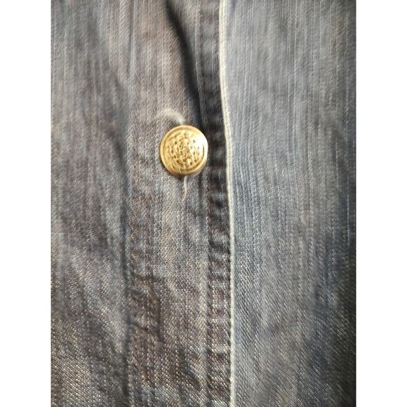 Krazy Kat Women's Blue Denim Jacket long sleeve sequins on shoulders Size XL - Picture 4 of 6